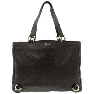 GUCCI Authentic Black Leather Tote Bag